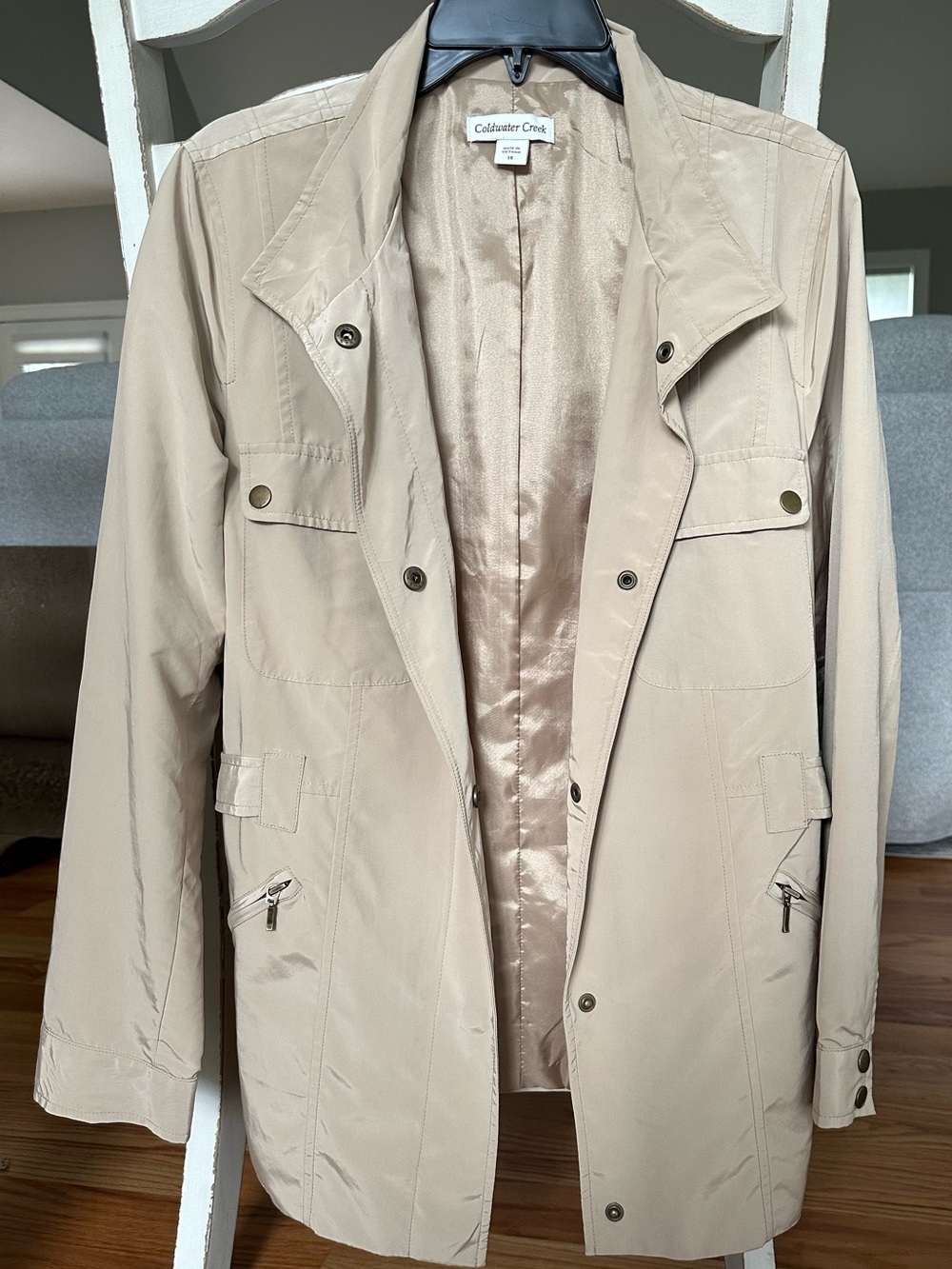 Coldwater Creek Beige Utility Trench Jacket. Sz 14. Like New. MAKE AN OFFER!